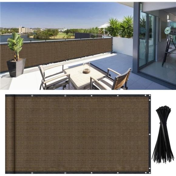 Balcony Privacy Screen Shield Cover, 3.5ft x16.5ft, Includes 35 pc Cable Ties - Picture 1 of 7